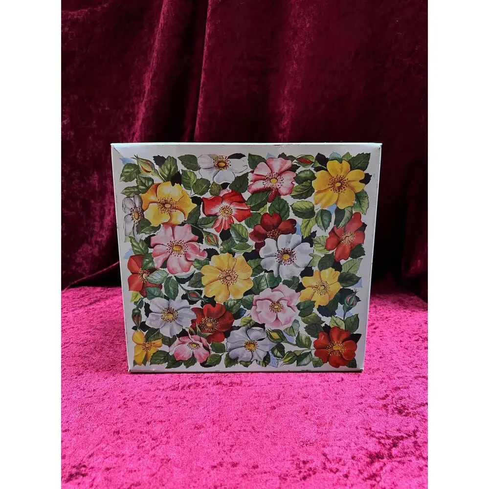 Vintage Tin Storage Box – Colorful Wildflower Print - Made In England